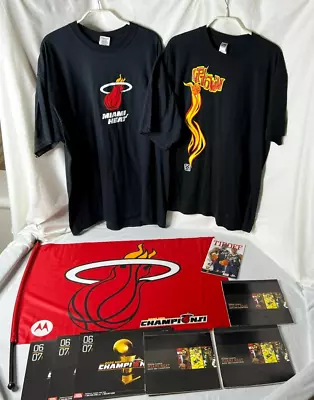 Miami Heat Nba Basketball Shirt Flag 2006-07 Season Tickets Tipoff Calendar L Xl • $50