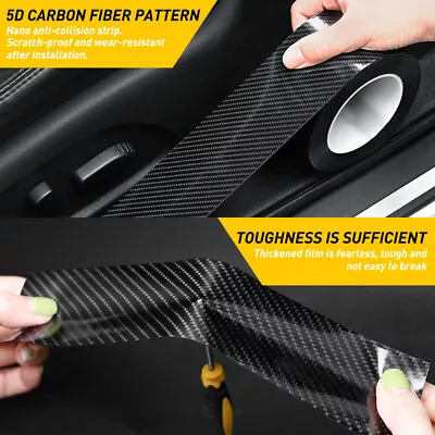 5D Carbon Scuff Car Fiber Plate Door Cover Sill Panel Step Protector Vinyl EOA • $9.59