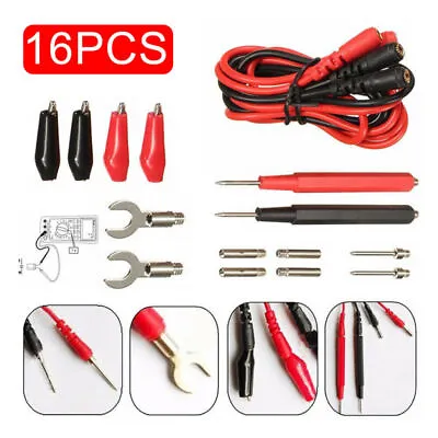 16Pcs/Set Multimeter Test Lead Probe Volt Meter Crocodile Cable Clip Alligator • £4.99