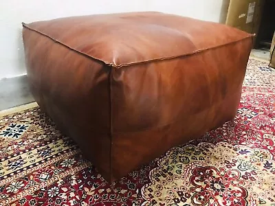 30''Real Moroccan Ottoman Pouffe New Leather Handmade Premium Quality • $142.50