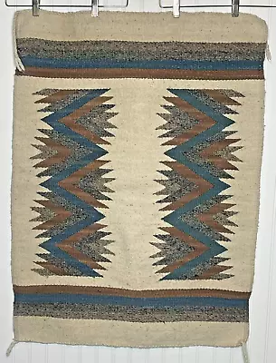 Vintage Native American Mexican Hand Woven Wool Mat Rug Wall Hanging 28 X 38 • $47.24