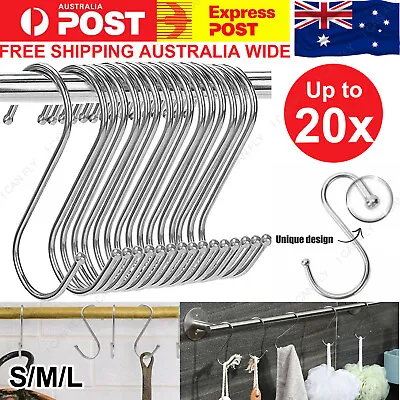 Steel S Shape Hooks Kitchen Hanger Rack Clothes Hanging Plant Holders DF • $13.97