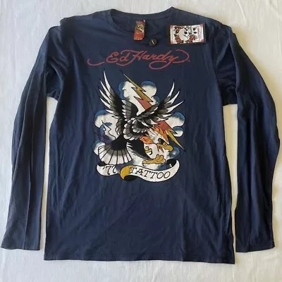 Deadstock Vintage Y2K Men’s Eagle Ed Hardy Long Sleeve T Shirt • $40