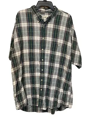 Eddie Bauer Shirt XXXL Tall/Ultra Long Plaid Cotton Button Down Short Sleeves • $15