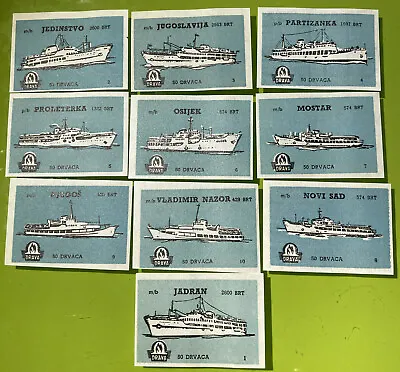 Vintage Set 10 Yugoslavia Navy Ships Boats Matchbox Label Matches Unused • $15