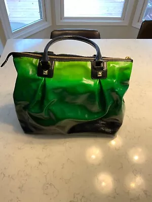 L.A.M.B. Green Ombre Manchester Handbag Patent Leather Dustbag Zip Top Stefani • $75