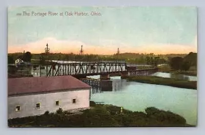 Portage River Bridge OAK HARBOR Ohio Antique Ottawa County Postcard 1908 • $19.99