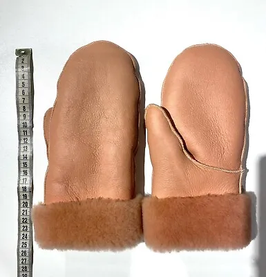 Salmon Pink Sheepskin/Shearling And Full Fur Women's / Men's Mittens • $39.20