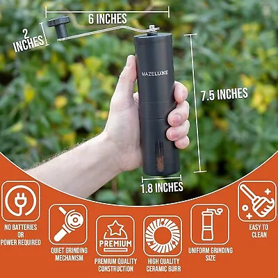 Manual Coffee Grinder Stainless Steel Ceramic Burr Hand Coffee Grinder With 18 A • $12.99