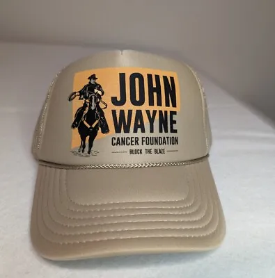 John Wayne Cancer Foundation Snapback Hat Trucker Cap Block The Blaze Beige New • $12.99