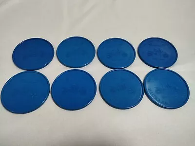 Vintage 90s Packard Electric Blue Plastic Drink Coasters 100 Years Of Excellence • $12