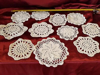 Doilies Crochet Job Lot X 11  7 Inch Approximately In Size 10 White 1 Cream • £0.99