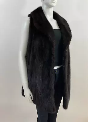 Sz M - Beautiful American Fur Awards Extra Long Dark Brown Mink Fur Vest Coat • $309.99
