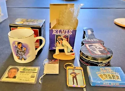 Elvis Coffee Mug Ornament Tin Container License Cards & Keychain Lot #6 - U • $44.99