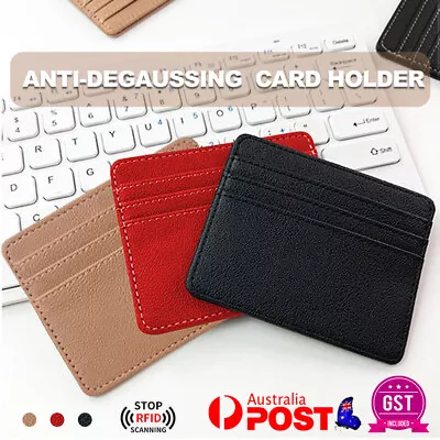 Wallet Slim Credit Card Holder Mens Money Clip RFID Blocking Purse Flip Leather • $7.49