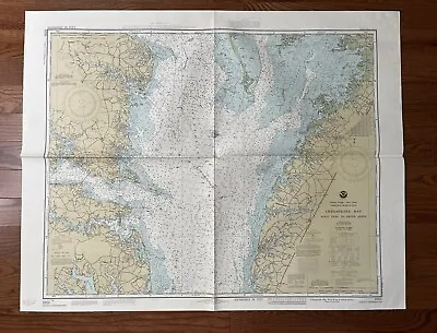 Vintage 1983 Chesapeake Bay Wolf Trap Virginia Nautical Chart Map - 44” X 34” • $27