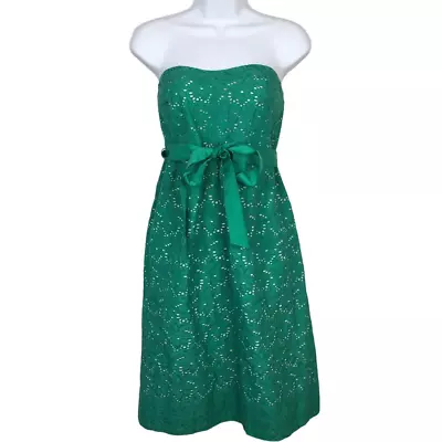 Motherhood Maternity Fit Flare Dress Medium Green Floral Eyelets NWT #d • $26