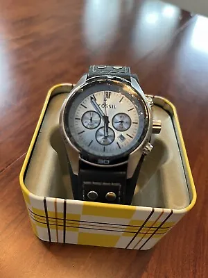 Fossil Coachman Men's Watch CH2564 - Leather Bracelet Cuff + Metal Tin! • $89.95