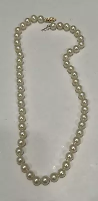 Vintage Akoya Pearl 17-1/2  Long Hand Knotted Necklace 14k Clasp • $149.99