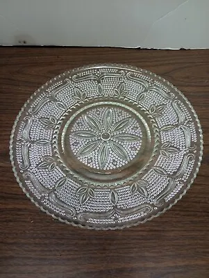 $6.99 • Buy Vintage Clear Glass Flower Design Beaded Cake Plate Serving Plate 11.5 
