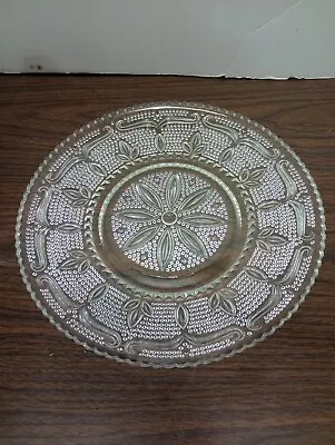$6.99 • Buy Vintage Clear Glass Flower Design Beaded Cake Plate Serving Plate 11.5 
