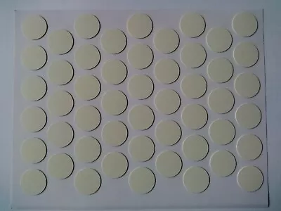 50 PVC SELF ADHESIVE STICK ON FURNITURE STICKER SCREW COVERS CAPS 13mm Ivory • £2.49