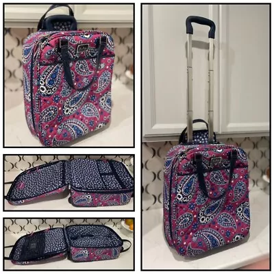 Vera Bradley Rolling Carry On Suitcase Paisley Boysenberry 18” EUC • $87.50