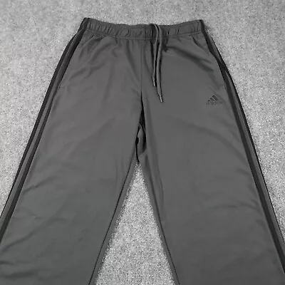 Adidas Pants Men M Gray Black Striped Straight Leg Gym Work Out Warm Up 7096 • $17.95