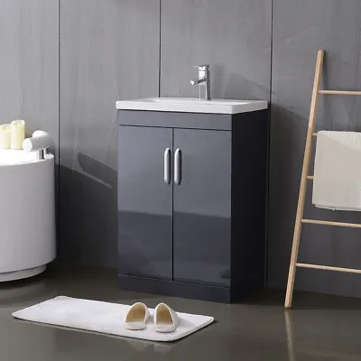 £135.95 • Buy Glossy Bathroom Floor Standing/Hung Vanity Unit & Sink Basin Cabinet Black&White