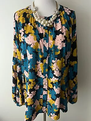 CAbi Multicolor Floral Bishop LS Button Front Blouse #4158 - Sz Lg - NWOT! • $14.99