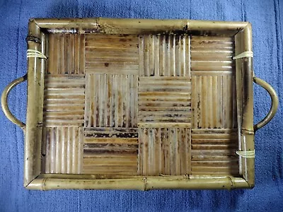 VTG Bamboo & Rattan Serving Cocktail Bar Tray Mid Century Modern 13 X 9 • $29.99