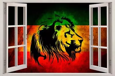 Lion Of Judah 3D Window View Decal WALL STICKER Home Decor Art Mural Rasta Flag • $25.49