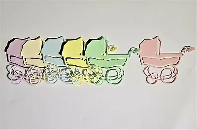 Die Cut Cuts Baby Prams X 6 Mixed Colour New Baby Baby Shower Cards Topper • £1.20