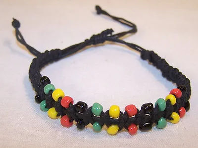 2 BEADED RASTA BRACELETS Hippie Jewlery New Jamaican Beads Rastafarian Bracelet  • $10.05