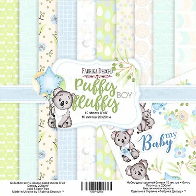 8  X 8  Scrapbooking Paperpad Cardstock Puffy Fluffy Boy 10 Designs X 2 Sheets • £5