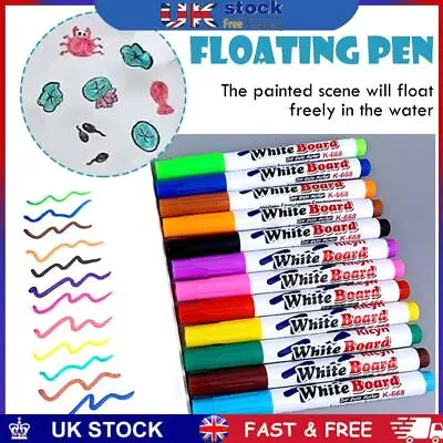 Magical Water Painting Pen Erasable Drawing Whiteboard Floating Pen (12pcs) • £6.69