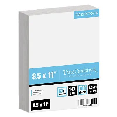 White Cardstock Paper - 67lb Vellum Bristol - 8.5 X 11 - 100 Sheets Per Pack • $50.06