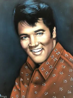 Young Elvis Presley Black Velvet Original Oil Painting Handpainted Signed Art • $175