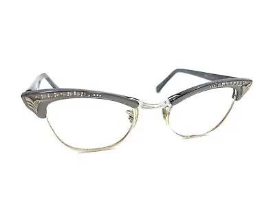 SRO Vintage Gray Silver Cat Eye Eyeglasses Frames 44-20 135 USA Designer Retro • $99.99