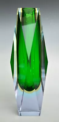 Vintage Murano Seguso Sommerso Faceted Art Glass Vase 10  Tall • $347