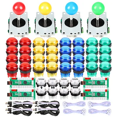 4 Player Classic DIY Arcade Joystick Kit Parts 5V Led Illuminated Push Buttons  • $79.99