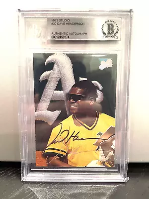 1993 Leaf Studio Dave Henderson Oakland A's Auto Signed Beckett BGS • $0.99
