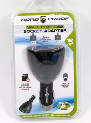 Road Proof 12V + Dual USB Socket Adapter 2.1A Charge Multiple Phones & Devices • $9.88