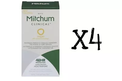 4 X Mitchum Men Clinical Unscented Soft Solid Antiperspirant Deodorant 1.6oz NEW • $62.99