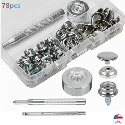 78 X Stainless Steel Fastener Snap Press Stud Cap Button Marine Boat Canvas Set • $8.98