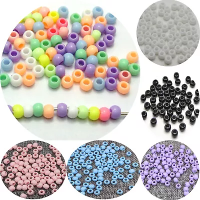 500 Pastel Color Acrylic Round Pony Beads 6X4mm For Kids Craft Kandi Bracelet • £3.95