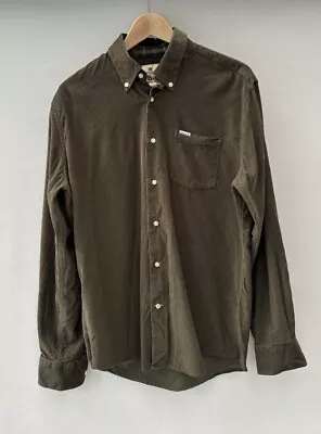 Barbour Corduroy Tartan Trim Mens Long Sleeve Shirt Size Medium Top Chest 42” • £22