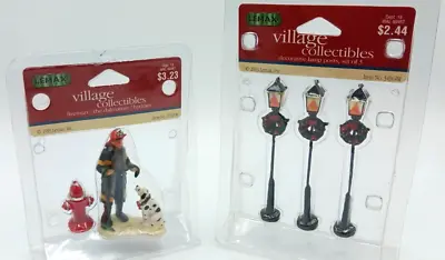 LEMAX Village Fireman Dalmatian Hydrant & 3 Lampposts • $19.99
