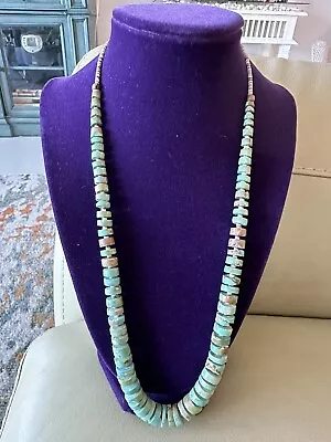 Vintage 24” Graduated Turquoise Heishi Bead Necklace Native American Navajo? Fab • $265