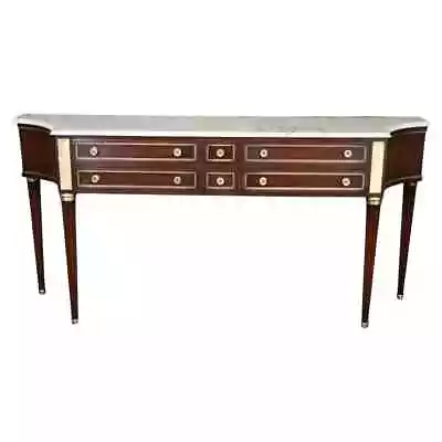 Signed Mahogany Directoire Maison Jansen Brass Adorned Marble Top Console Table • $5845.50